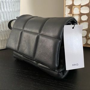 Mango Quilted Crossbody Bag - Black